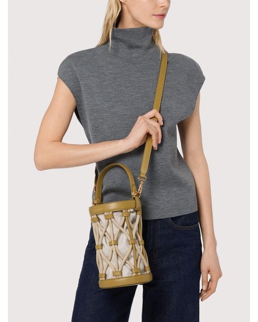 Coccinelle Metallic Smooth Leather With Tubular Rope Detailing Bucket Bag Koi Small