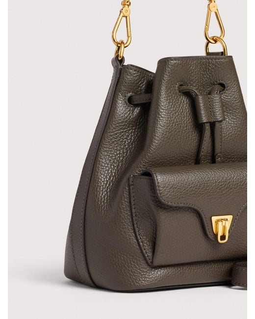 Coccinelle Multicolor Grained Leather Bucket Bag Beat Generation Small