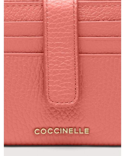 Coccinelle Pink Small Grained Leather Wallet Metallic Medium