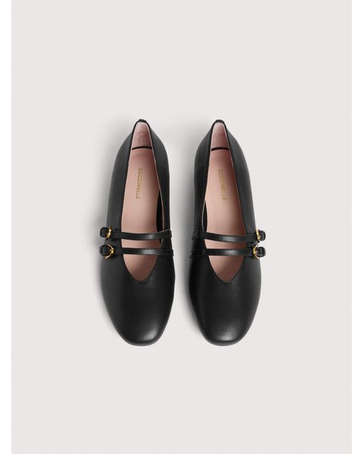 Coccinelle Black Smooth Leather Ballet Flats Risako