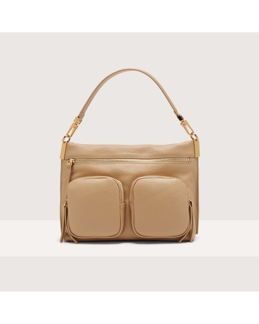 Coccinelle Natural Grained Leather Handbag Hyle Medium