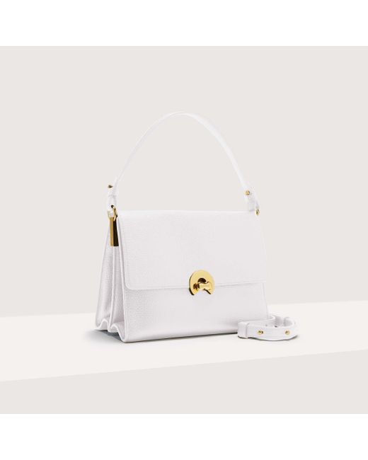 Coccinelle White Grained Leather Handbag Binxie Medium