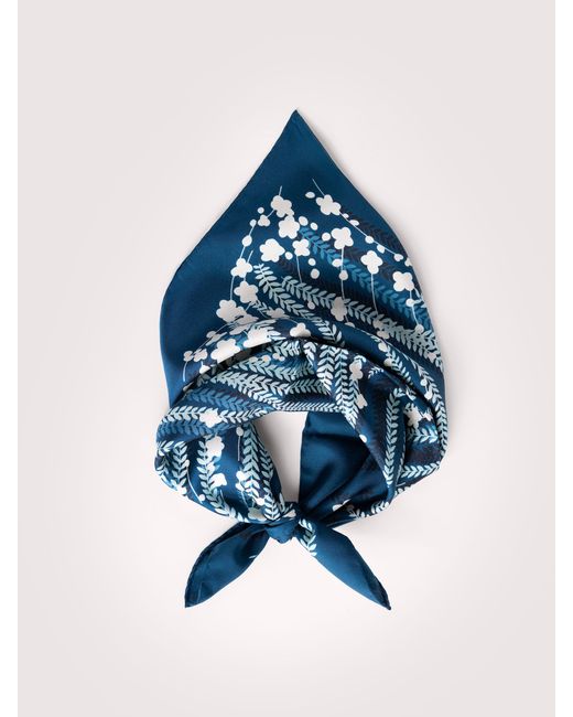 Coccinelle Blue Silk Foulard Algae