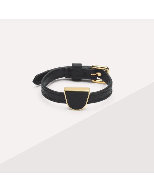 Coccinelle Black Grained Leather And Metal Bracelet Peggy