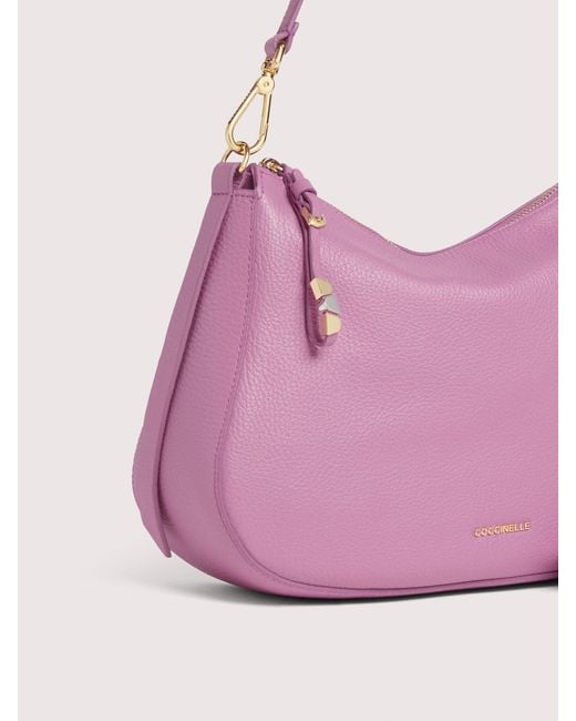 Coccinelle Pink Hobo Bag Aus Genarbtem Leder Nory Small