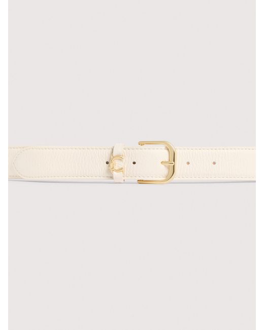 Coccinelle Natural Grained Leather Belt Metal Loop