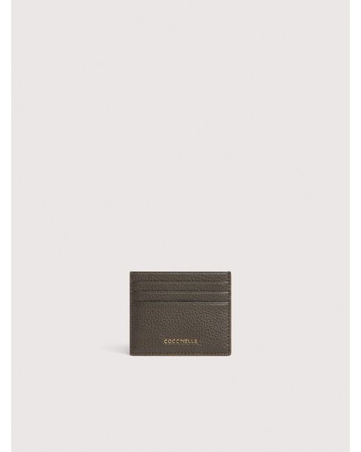 Coccinelle White Grainy Leather Card Holder Metallic Small
