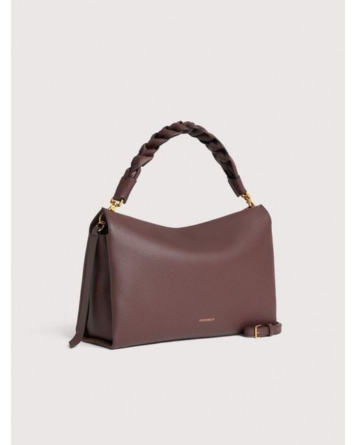 Coccinelle Purple Two-Sided Leather Shoulder Bag Boheme Medium