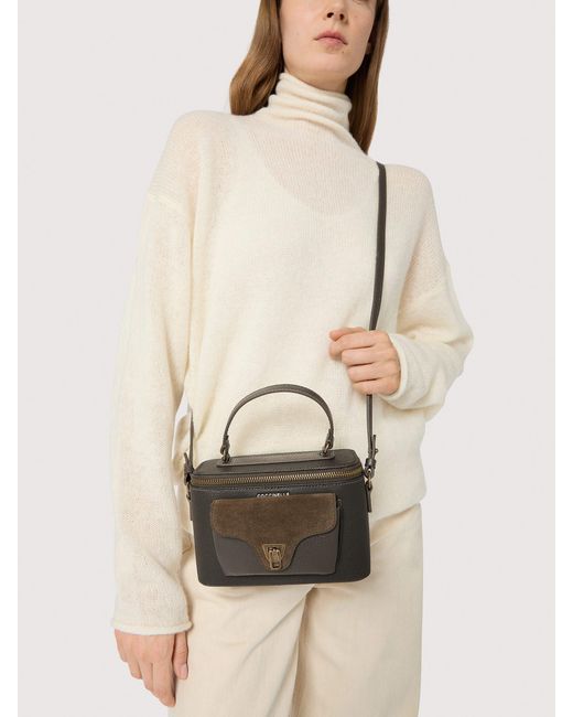 Coccinelle Natural Grained Leather, Suede And Waxed Fabric Minibag Beat Generation Mini