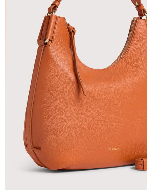 Coccinelle Orange Grained Leather Shoulder Bag Rebekka Small