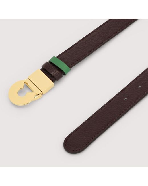 Coccinelle Green Grained Leather Belt Logo C Reversible