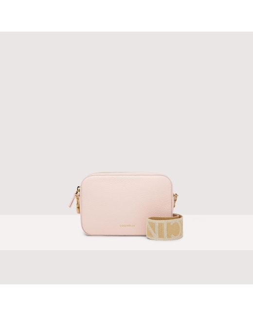 Coccinelle Pink Grained Leather Crossbody Bag Tebe