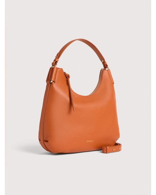 Coccinelle Orange Grained Leather Shoulder Bag Rebekka Small