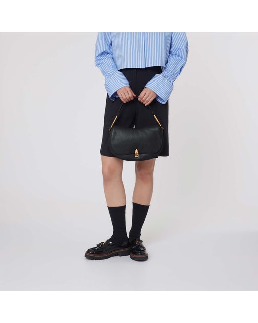 Coccinelle Black Grained Leather Handbag Magie Medium