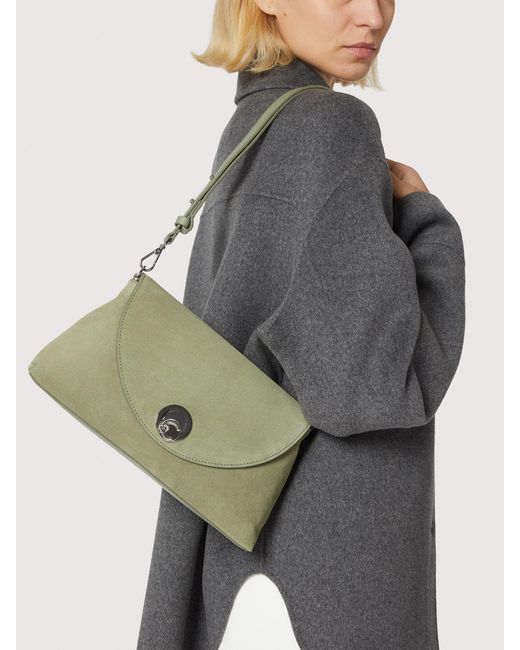 Coccinelle White Suede Shoulder Bag Nikla Medium