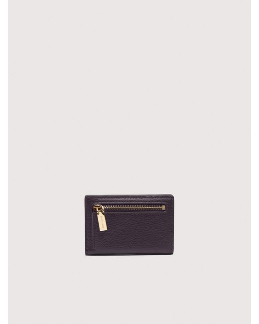 Coccinelle White Grained Leather Card Holder Metallic Small