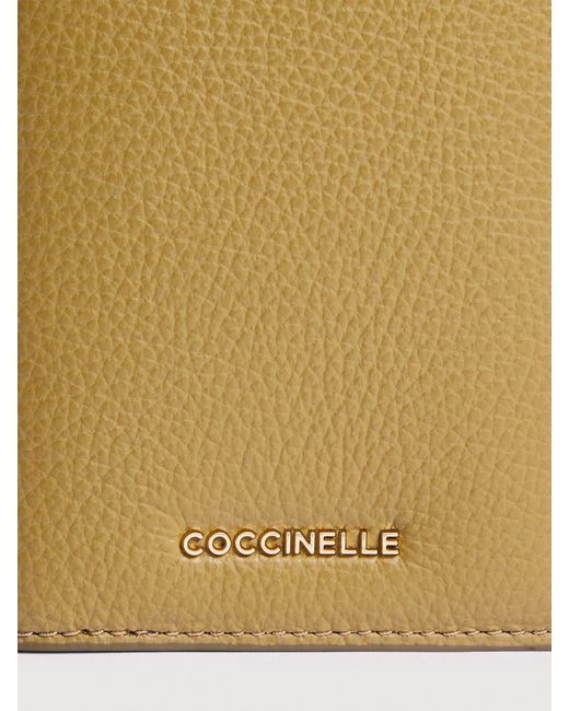 Coccinelle Natural Grained Leather Passport Holder Metallic Medium