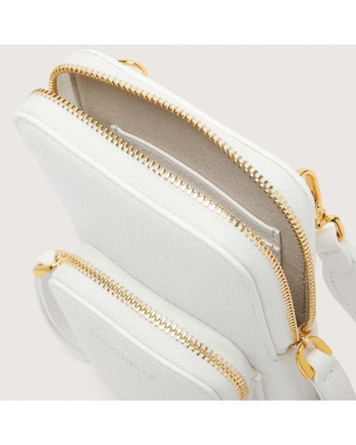 Coccinelle White Grained Leather Phone Holder Pixie