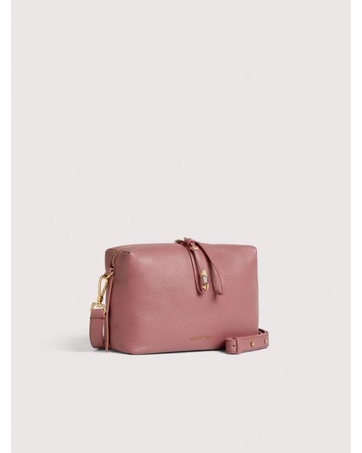 Coccinelle Pink Grained Leather Crossbody Bag Nory Small