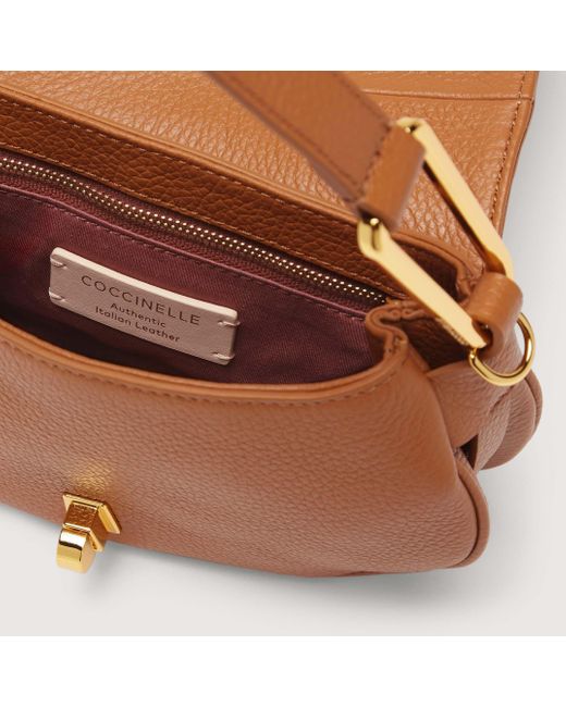 Coccinelle Brown Grained Leather Handbag Magie Soft Mini