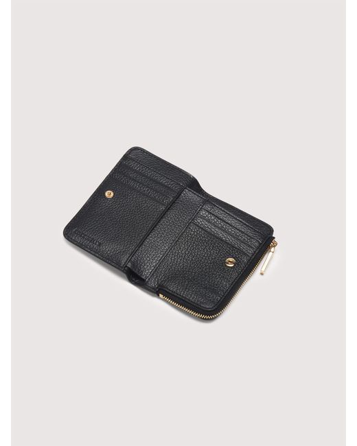 Coccinelle Black Small Grained Leather Wallet Metallic Small