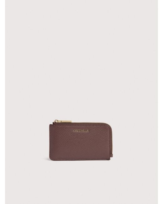 Coccinelle Multicolor Grained Leather Card Holder Metallic