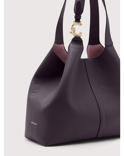 Coccinelle Blue Grained Leather Tote Bag C-Easy Large