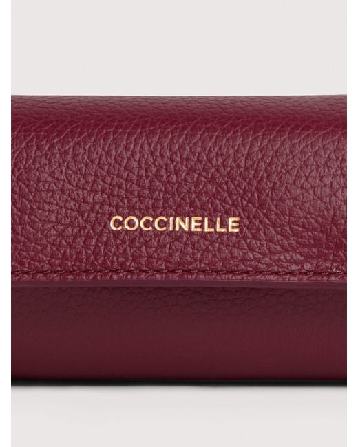 Coccinelle Purple Grained Leather Jewellery Case Jewelry Box
