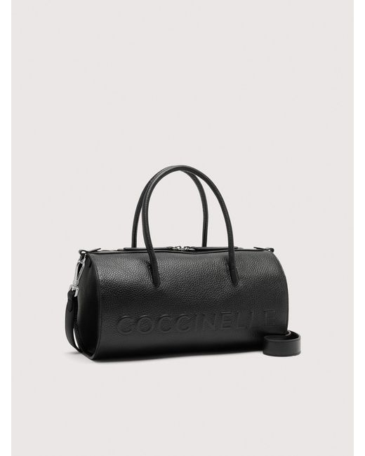 Coccinelle Black Grained Leather Handbag Myrtha Large