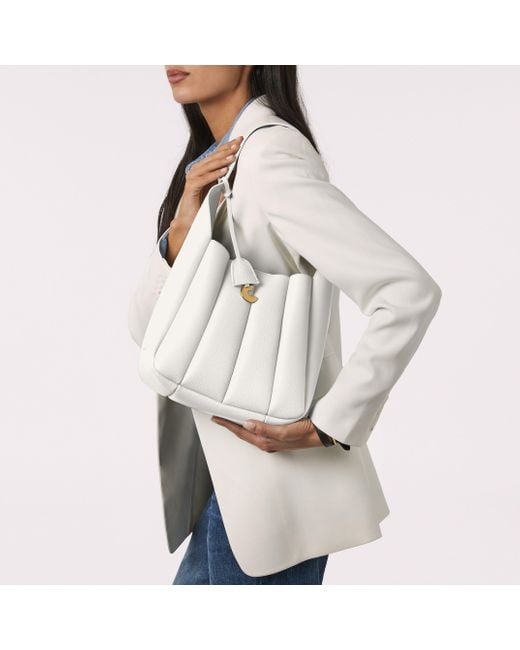 Coccinelle White Grained Leather Shoulder Bag Bundie Small