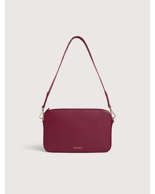 Coccinelle Pink Grained Leather Crossbody Bag Tebe Small