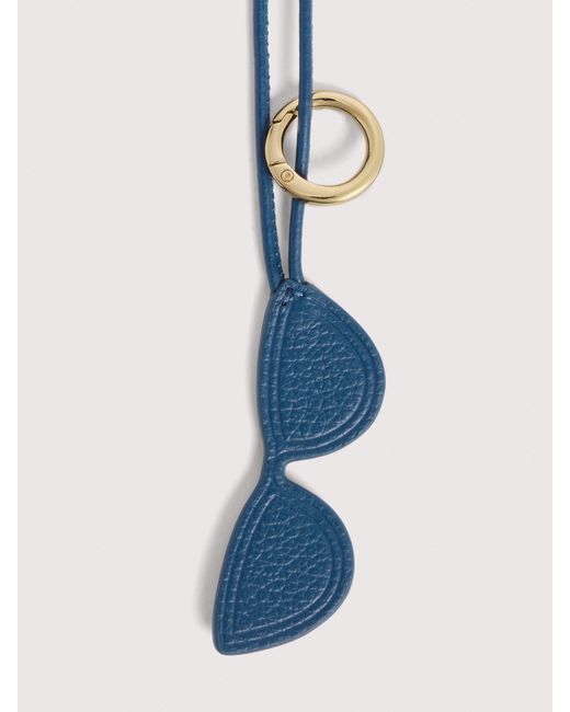 Coccinelle Blue Grained Leather Key Ring Fashion Charm