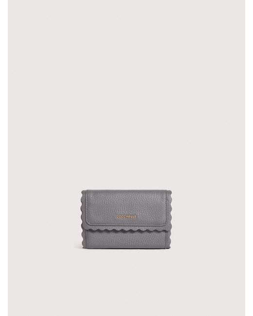 Coccinelle White Grained Leather Wallet Leather Lace Medium