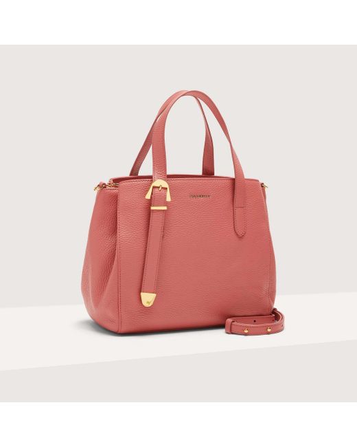 Coccinelle Pink Grained Leather Handbag Gleen Small