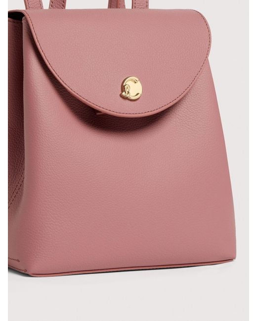 Coccinelle Pink Grained Leather Backpack Nikla Mini