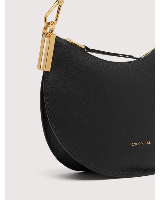 Coccinelle Black Two-Sided Leather Shoulder Bag Sunup Small