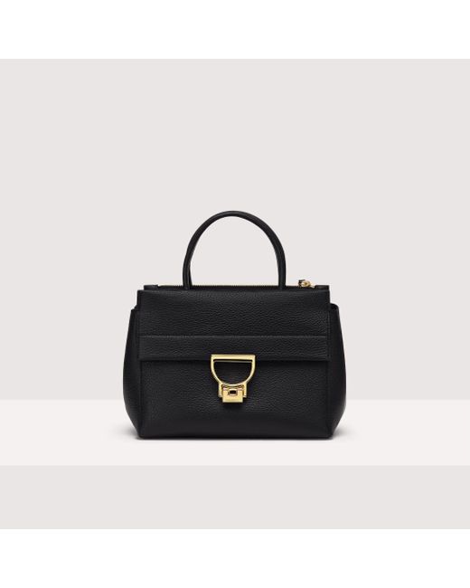 Coccinelle Black Grained Leather Handbag Arlettis Medium