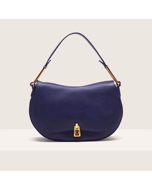 Coccinelle Blue Sinuous Grained Leather Magie Handbag