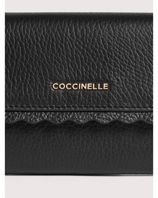 Coccinelle White Grained Leather Wallet Leather Lace Medium