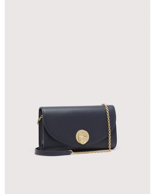 Coccinelle Blue Smooth Leather Clutch Bag Nikla Smooth Small