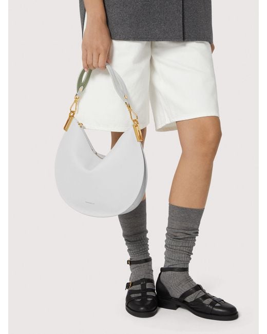 Coccinelle White Two-Sided Leather Shoulder Bag Sunup Medium