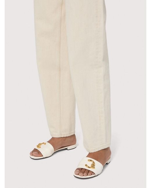 Coccinelle Natural Smooth Leather Low-Heeled Sandals C-Me Smooth