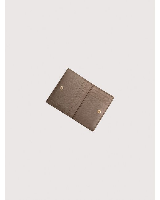 Coccinelle White Grained Leather Card Holder Metallic Small