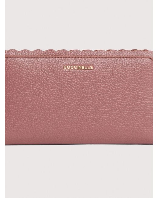 Coccinelle Pink Grained Leather Wallet Leather Lace Large