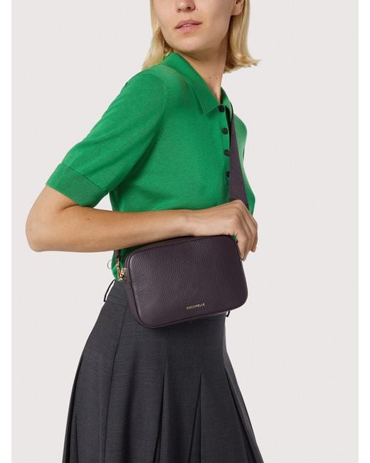Coccinelle Natural Grained Leather Crossbody Bag Tebe Small