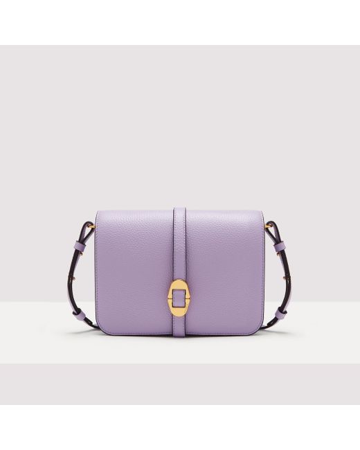 Coccinelle Purple Grained Leather Crossbody Bag Cosima