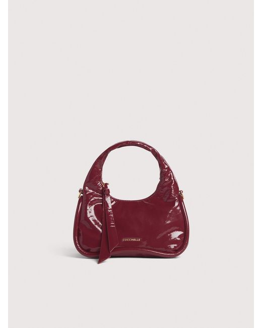 Coccinelle Pink Brushed Leather Shoulder Bag Sven Shiny Medium
