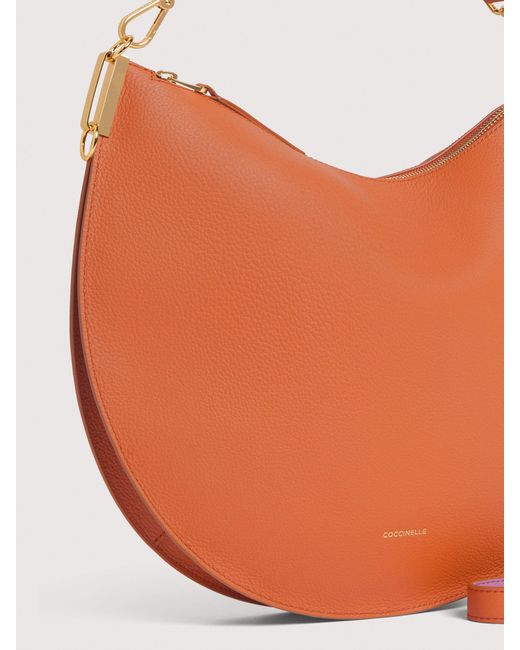 Coccinelle Orange Two-Sided Leather Shoulder Bag Sunup Large
