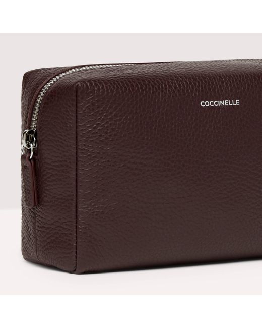 Coccinelle Brown Grained Leather Beauty Case Collection