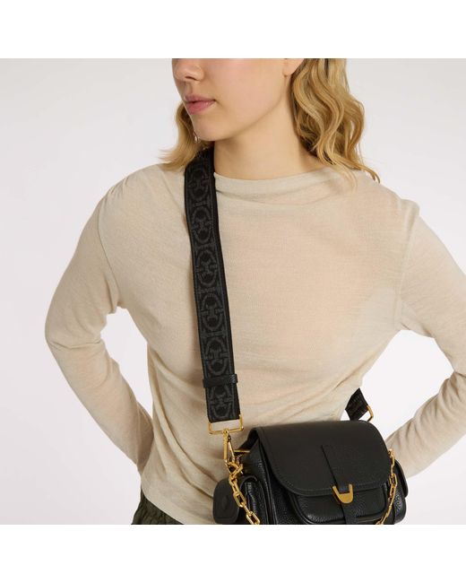Coccinelle Black Jacquard Fabric Shoulder Strap Monogram